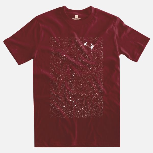 Astronaut in space burgundy t-shirt