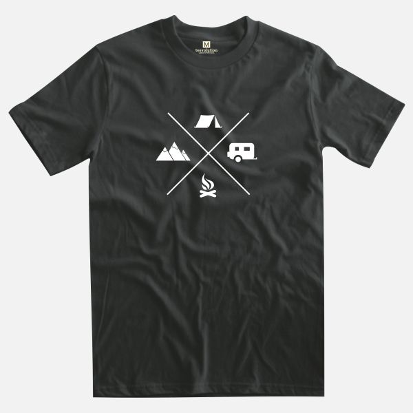 camping black t-shirt