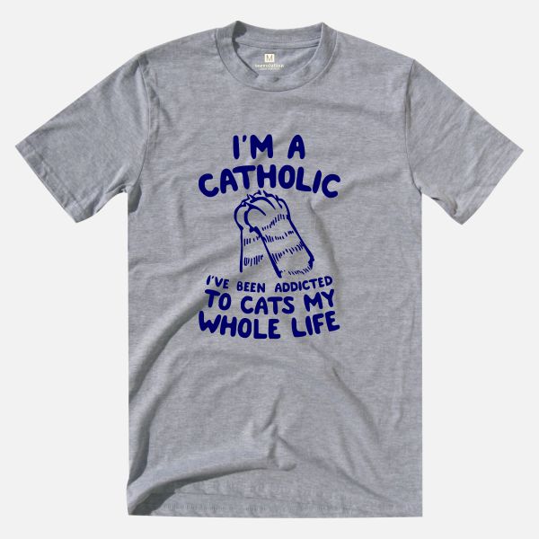 catholic heather grey t-shirt