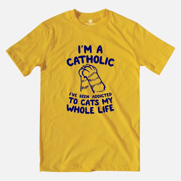 catholic hetaher mustard t-shirt