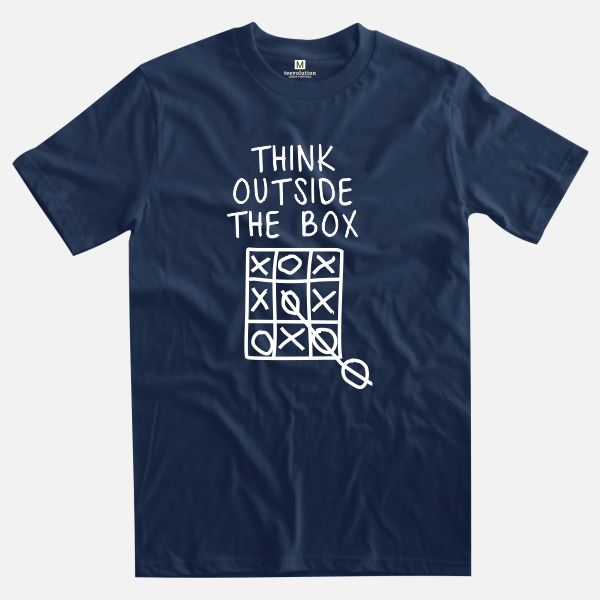 think outside the box navy blue t-shirt